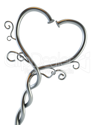 two twisted nails heart-shaped