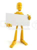 3d man holding the blank poster