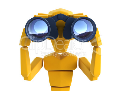 man looking through the binoculars