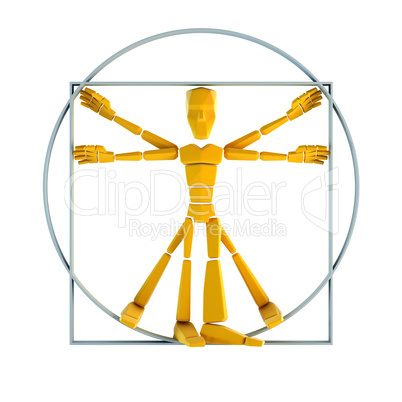 symbolic man inscribed into circle and square