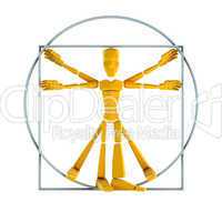 symbolic man inscribed into circle and square