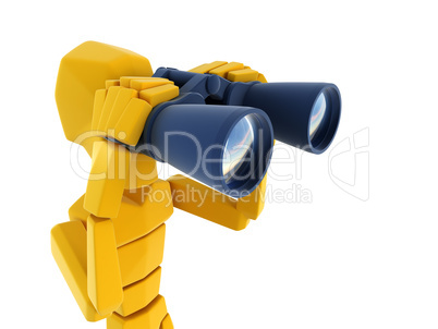 man looking through the binoculars