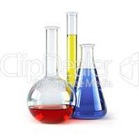 chemical flasks with reagents