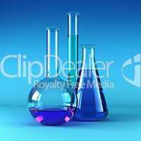 chemical flasks with reagents