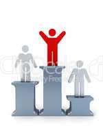 3d symbolic winner man on a pedestal