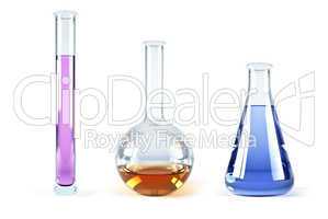 chemical flasks with reagents