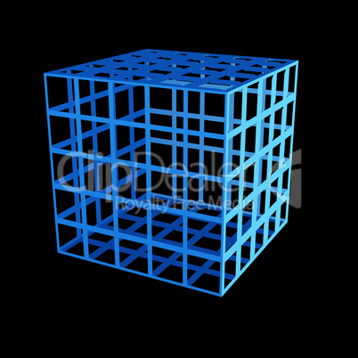 faceted blue 3d cube