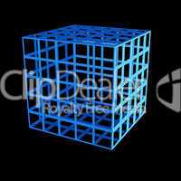 faceted blue 3d cube