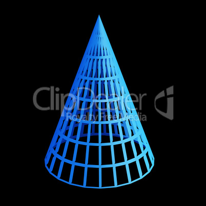 faceted blue 3d cone