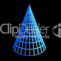 faceted blue 3d cone