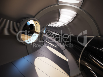 futuristic modern interior 3d rendering