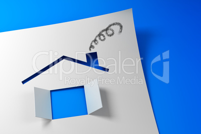 Symbolic paper house 3d rendering