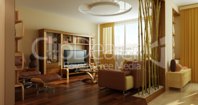 modern lounge room interior 3d rendering