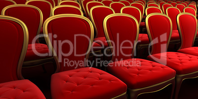concert hall with red seat 3d rendering