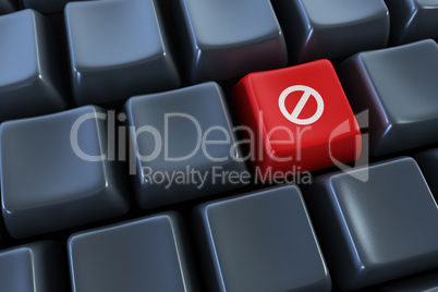 keyboard with "prohibition" button 3d rendering