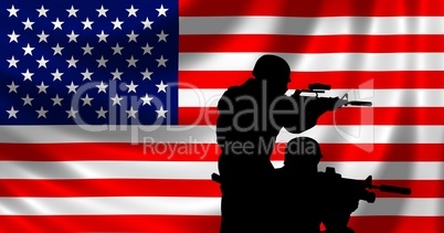 USA Flagge mit Soldaten
