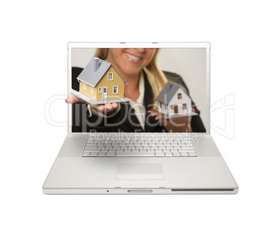 Woman Handing House Through Laptop Screen