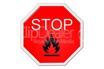 Stopschild mit Symbol einer Flamme Illustration