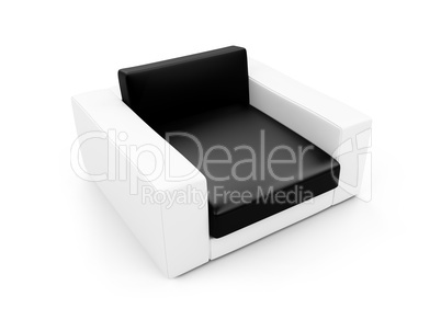 Black and white color armchair isolated view