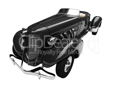 isolated retro black car front view 01