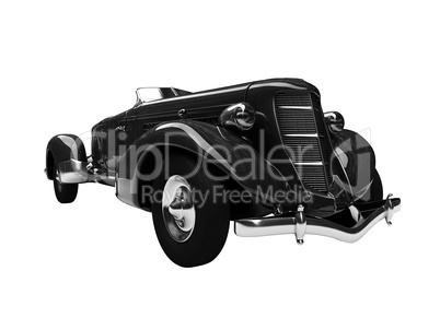 isolated retro black car front view 02