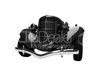 isolated retro black car front view 03