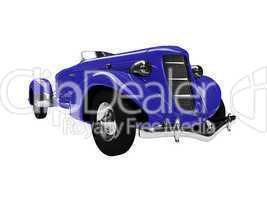 isolated vintage blue car front view