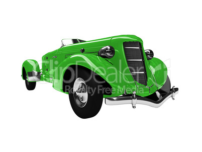 isolated vintage green car front view