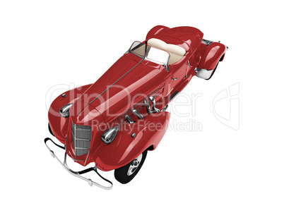 isolated vintage red car front view