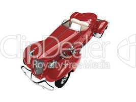 isolated vintage red car front view