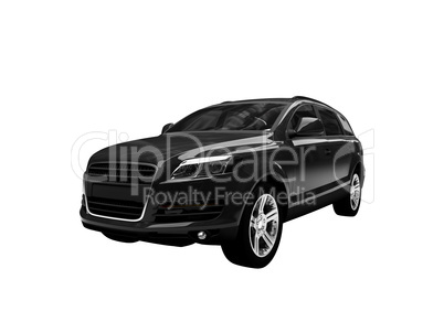 isolated black car front view 02