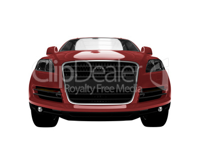 isolated red car front view 01