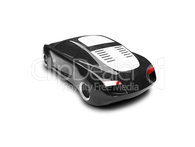 isolated black super car back view 03