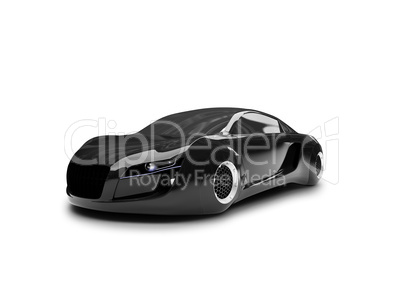 isolated black super car front view 02