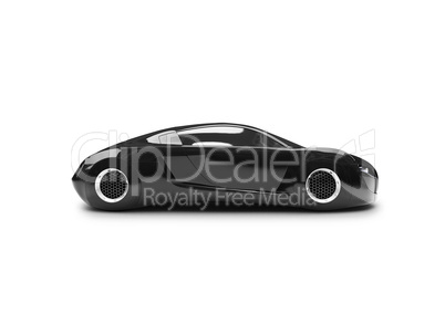 isolated black super car side view