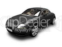 isolated black sport car front view 02