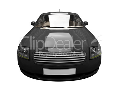 isolated black sport car front view 03