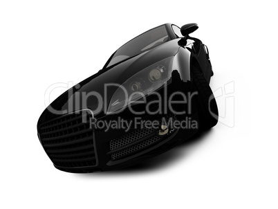 isolated black car front view