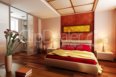 modern style bedroom interior 3d