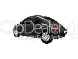isolated black bug car back view 01