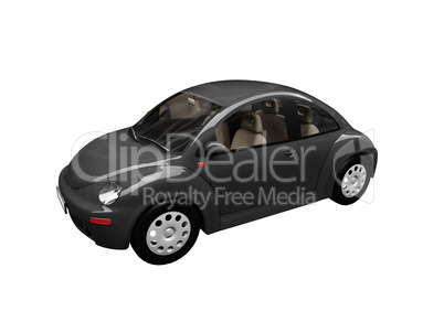 isolated black beetle car front view 02