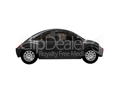 isolated black beetle car side view