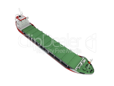 Big cargo ship isolated front view