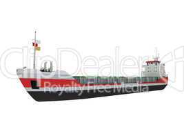 Big cargo ship isolated front view