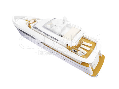 Big yacht isolated back view