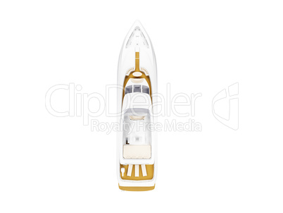 Big yacht isolated top view