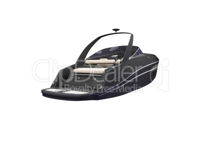 Black Boat isolated back view