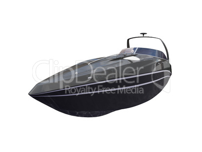 Black Boat isolated front view