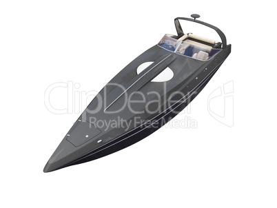 Black Boat isolated front view