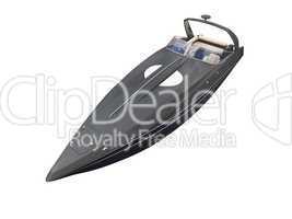 Black Boat isolated front view